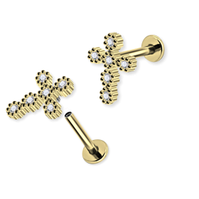 1,2mm Labret Kreuzi Cross Innengewinde Kreuz 6 Kristalle 1,2mm Labret Kreuzi Cross Innengewinde Kreuz 6 Kristalle