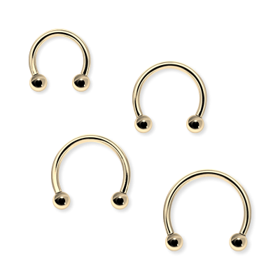 1,2mm Hufeisenring Gold mit Schraubkugeln – Circular Barbell PVD