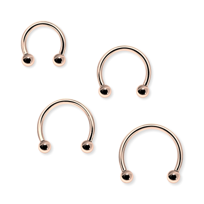 1mm Hufeisenring Roségold mit Schraubkugeln – Circular Barbell PVD