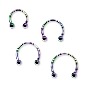 1,2mm Hufeisenring Regenbogen mit Schraubkugeln – Circular Barbell PVD