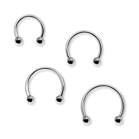 1,2mm Hufeisenring Titan Silber mit Schraubkugeln – Circular Barbell G23