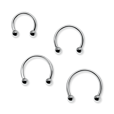 1,2mm Hufeisenring Titan Silber mit Schraubkugeln – Circular Barbell G23