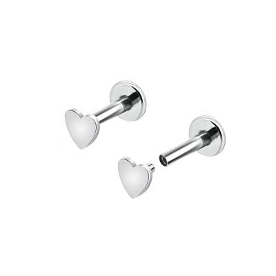 1,2mm Labret Innengewinde mit flachem Herz – Flat Back, viele Farben 1,2mm Labret Innengewinde mit flachem Herz – Flat Back, viele Farben