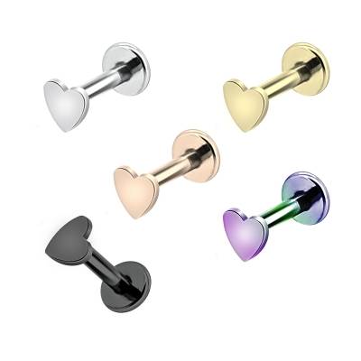 1,2mm Labret Innengewinde mit flachem Herz – Flat Back, viele Farben 1,2mm Labret Innengewinde mit flachem Herz – Flat Back, viele Farben