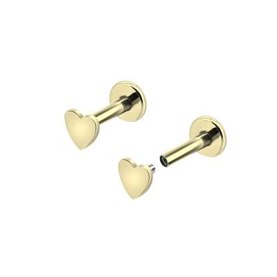 1,2mm Labret Innengewinde mit flachem Herz – Flat Back, viele Farben 1,2mm Labret Innengewinde mit flachem Herz – Flat Back, viele Farben