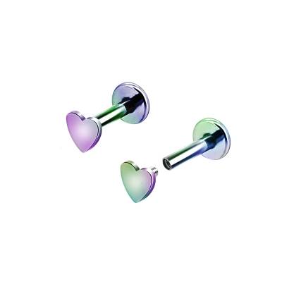 1,2mm Labret Innengewinde mit flachem Herz – Flat Back, viele Farben 1,2mm Labret Innengewinde mit flachem Herz – Flat Back, viele Farben