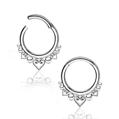 1,2 mm Segmentring Clicker Silber Herz-Design – 6–10 mm