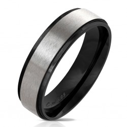 Ring Bandring silber schwarz mattiert