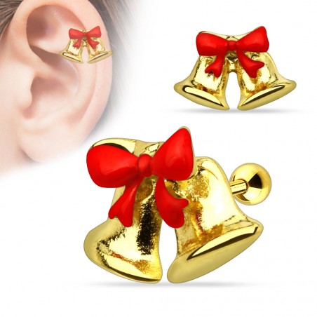 Helix Tragus Jingle Bell Weihnachtsglocke Gold Weihnacht Xmas PVD