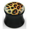 1 Paar Plug Acryl Saddle schwarz Leopard