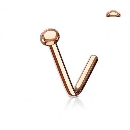 0,8mm Nasenpiercing L-Form rosegold Halfball