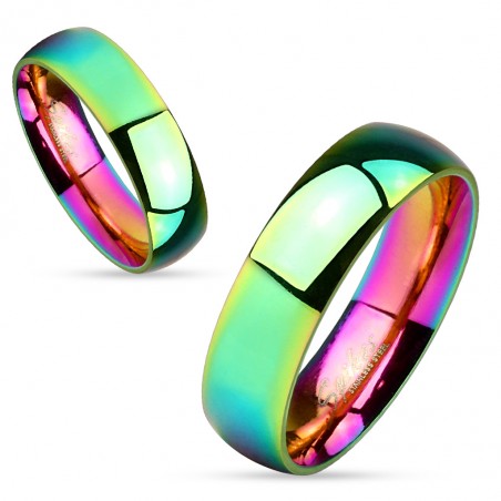 6mm breit Ring Bandring regenbogen hochglanz