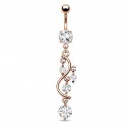 Bauchnabelpiercing Rosegold Kristall klar Weinrebe