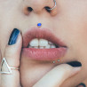 0,8mm Mini Push in Labret Monroe Nase silber Opal blau