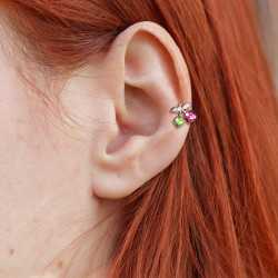 1,2mm Labret Helix Tragus Kirsche Cherry silber Kristalle