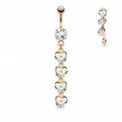 Bauchnabelpiercing Herz Hänger rosegold Kristall klar lang Bauchnabelpiercing Herz Hänger rosegold Kristall klar lang
