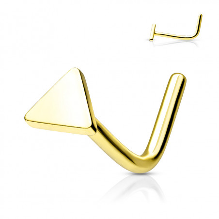 0,8mm Nasenpiercing L-Form gold Dreieck flach PVD