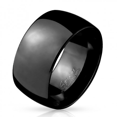 10mm Ring Bandring schwarz  poliert breit