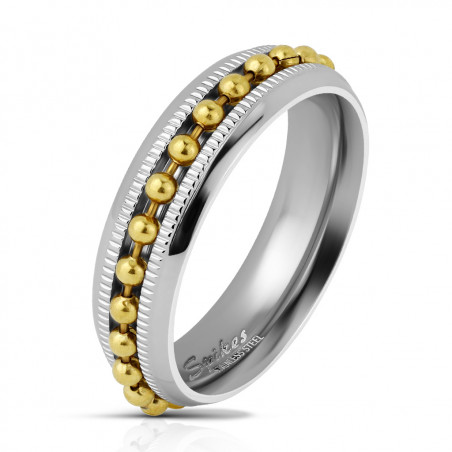 6mm Ring Bandring silber Kugel gold