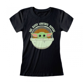 T-Shirt Star Wars The Mandalorian Girlie Eat Sleep Levitate XL