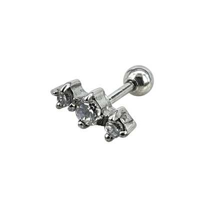 Helix Tragus 3 Kristalle Silber klar