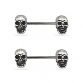 1 Paar Nippel Barbell Piercing Skull Totenkopf
