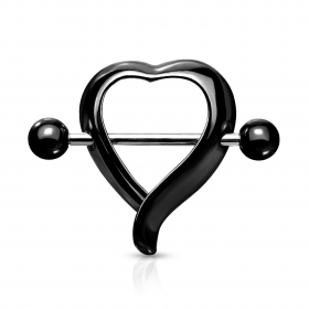 1 Paar Nippel Piercing schwarz Herz Heart Schild PVD