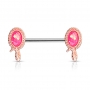 1 Paar Nippel Piercing Rosegold Schlange Opal pink glitzer PVD