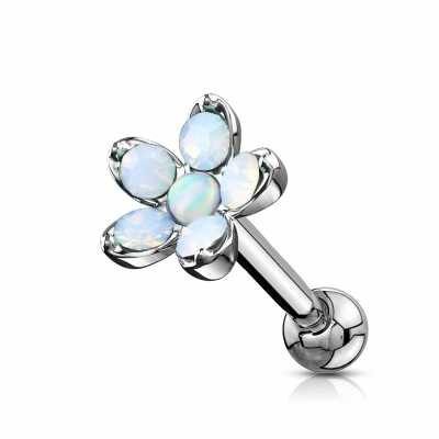 Tragus Helix Opal weiss Blume