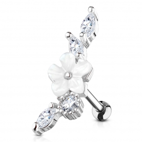 Helix Blumenranke Silhouette Silber Kristalle klar lang