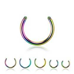 1,2mm - 1,6mm Hufeisenring Chirurgenstahl Regenbogen – PVD-Beschichtung