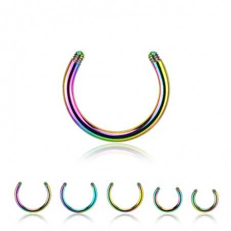 1,2mm - 1,6mm Hufeisenring Chirurgenstahl Regenbogen – PVD-Beschichtung