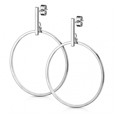 1 Paar Ohrstecker Stahl Silber Hoop Ring groß