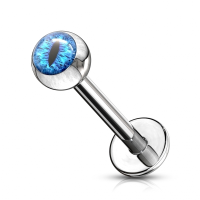 1,2mm Labret Lippenstecker silber Snake Eye Auge blau
