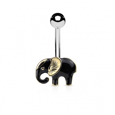Bauchnabelpiercing Elefant schwarz Ohren gold