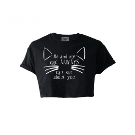 Crop Top Me and My Cat T-Shirt Bauchfrei XL