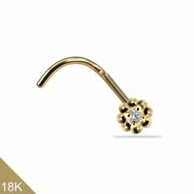 18K Gold 0,8mm Nasenpiercing Nasenspirale Blume Zirkonia 18K Gold 0,8mm Nasenpiercing Nasenspirale Blume Zirkonia