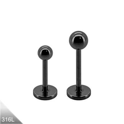 0,8mm Labret Lippenstecker & Nasenstecker Schwarz mit Kugel – Chirurgenstahl PVD