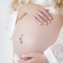 Bauchnabelpiercing Schwangerschaft PTFE Babyfüsße Kristall Rosa
