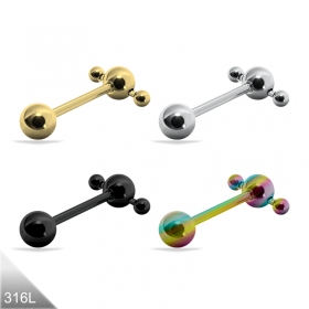 Zungenpiercing mit Mini Barbell in 4 Farben PVD