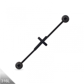 1,2mm Industrial Piercing Chirurgenstahl schwarz Kreuz PVD