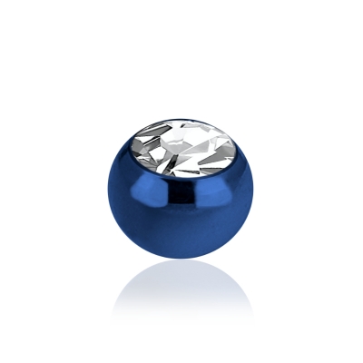 1,2mm Gewinde Kugel Chirurgenstahl blau Kristall klar PVD