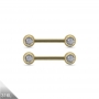 1 Paar Nippel Piercing gold Kristall klar Länge 12mm - 14mm PVD