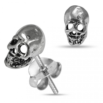 1 Paar Ohrstecker 925er Silber Skull Totenkopf